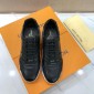 Replica Louis Vuitton Perfect Quality Sneakers Black and Black Monogram Trim Details and White Sole MS071138