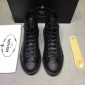 Replica Prada High-top Perfect Quality Sneakers Black and Prada logo patch with black sole MS071264