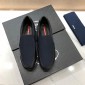 Replica Prada Perfect Quality Sneakers Blue and black leather heel with white sole MS071288