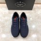 Replica Prada Perfect Quality Sneakers Blue and blue leather heel with black sole MS071313