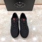 Replica Prada Perfect Quality Sneakers Black and black leather heel with black sole MS071314