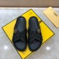 Replica Fendi Slippers with golden FF design in rubber MS07236