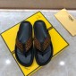 Replica Fendi black flip-flop with brown canvass MS07239