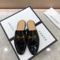 Replica Gucci black bright leather slipper with golden button MS07513