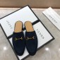 Replica Guccideep blue Slipper with golden button MS07531