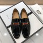 Replica Gucci Black Bright Leather loafer with GG Web MS07535