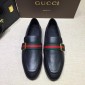 Replica Gucci Black Leather loafer With Golden Buckle MS07554