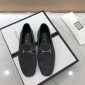 Replica Gucci Gray Perfect Quality Loafers With Silver Buckle MS07556