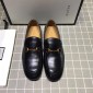 Replica Gucci Black Leather loafer With Golden Buckle MS07577