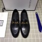 Replica Gucci Black Leather loafer With Golden Buckle MS07581