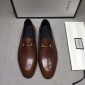 Replica Gucci Brown Bright leather Perfect Quality Loafers With Golden Buckle MS07605