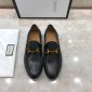 Replica Gucci Black leather Perfect Quality Loafers With Golden Buckle MS07617