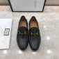 Replica Gucci Deep Blue leather Perfect Quality Loafers With Golden Buckle MS07618