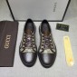 Replica Gucci Fashion Sneakers Beige and GG print with black rubber sole MS07640