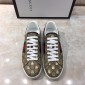 Replica Gucci Fashion Sneakers Ebony GG print and gold sealed embroidery with white sole MS07653