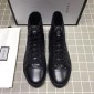 Replica Gucci High-top Fashion Sneakers Black and GG engraving with black sole MS07681