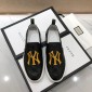 Replica Gucci Fashion Sneakers Black GG engraving and yellow NY embroidery with white sole MS07773