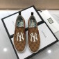 Replica Gucci Fashion Sneakers Brown and white NY embroidery with white sole MS07777