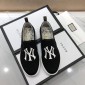 Replica Gucci Fashion Sneakers Black suede and white NY embroidery with white sole MS07778