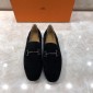 Replica Hermes Black Suede leather Perfect Quality Loafers With Silver Buckle MS07791