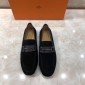 Replica Hermes Black Suede leather Perfect Quality Loafers With Silver Buckle MS07793