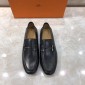 Replica Hermes Black Leather Perfect Quality Loafers With Silver Buckle MS07794