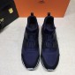 Replica Hermes Fashion Sneakers Blue and Black leather surround with Two-tone sole MS07809