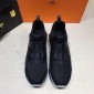 Replica Hermes Fashion Sneakers Black and Black leather surround with Two-tone sole MS07810