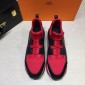 Replica Hermes Fashion Sneakers Red and Black leather surround with Three-color sole MS07811