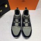 Replica Hermes Fashion Sneakers Gray and Black leather surround with Three-color sole MS07812