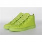 Replica High Quality Balenciaga Arena Neon Yellow High Top Creased Leather Sneakers