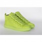 Replica High Quality Balenciaga Arena Neon Yellow High Top Creased Leather Sneakers