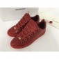 Replica High Quality Red Insole  2016 New Balenciaga Arena Red Low Top Creased Leather Sneakers