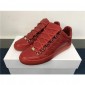 Replica High Quality Red Insole  2016 New Balenciaga Arena Red Low Top Creased Leather Sneakers