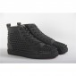 Replica High Quality Christian Louboutin Louis Spike Men'S Flat High Top Black Sneaker Glossy Red Sole