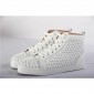 Replica High Quality Christian Louboutin Louis Spikes Men'S Flat Sneakers White