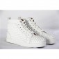 Replica High Quality Christian Louboutin Louis Spikes Men'S Flat Sneakers White