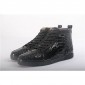 Replica High Quality Christian Louboutin Mens Louis Flat High Top Real Snakeskin Sneaker