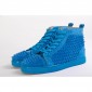 Replica High Quality Christian Louboutin Louis Spikes Blue Veau Velours Sneakers