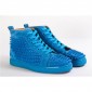 Replica High Quality Christian Louboutin Louis Spikes Blue Veau Velours Sneakers