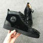 Replica High Quality Christian Louboutin Louis Spikes Men Flat Black Suede Sneakers