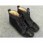 Replica High Quality Christian Louboutin Louis Spikes Men Flat Black Suede Sneakers