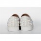 Replica High Quality Christian Louboutin Roller-Boat Iridescent White Spikes Men'S Flat In White Ivory Leather