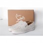 Replica High Quality Christian Louboutin Roller-Boat Iridescent White Spikes Men'S Flat In White Ivory Leather