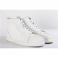 Replica High Quality Christian Louboutin White Leather Toe Spikes High-Top Lou Spikes Men'S Flat Sneakers