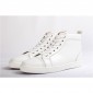 Replica High Quality Christian Louboutin Louis Spike Men Flat High Top White Sneaker Glossy Red Sole