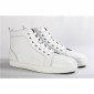 Replica High Quality Christian Louboutin Louis Spike Men Flat High Top White Sneaker Glossy Red Sole