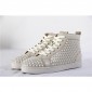 Replica High Quality Christian Louboutin White Ivory Louis Spikes Flat High-Top Sneakers