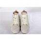 Replica High Quality Christian Louboutin White Ivory Louis Spikes Flat High-Top Sneakers