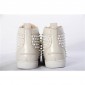 Replica High Quality Christian Louboutin White Ivory Louis Spikes Flat High-Top Sneakers